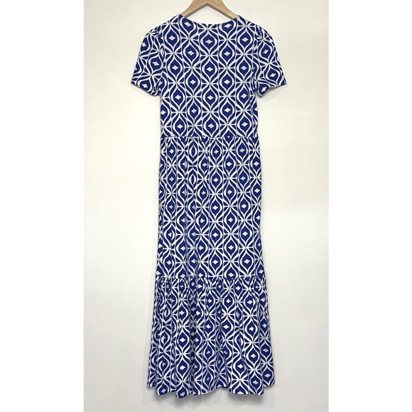 BODEN Emma Tiered T-Shirt Midi Dress in Surf the Web Diamond Wave - Picture 9 of 14